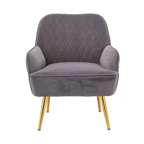 Modern Soft Tufted Velvet Sofa Armchair, Gray