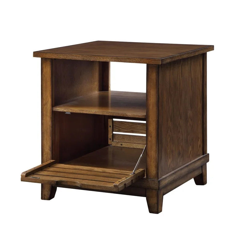 Solid Wood End Table, Oak Finish