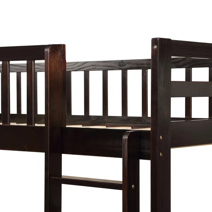 Twin Bunk Beds for Kids with Safety Rail and Trundle, Espresso