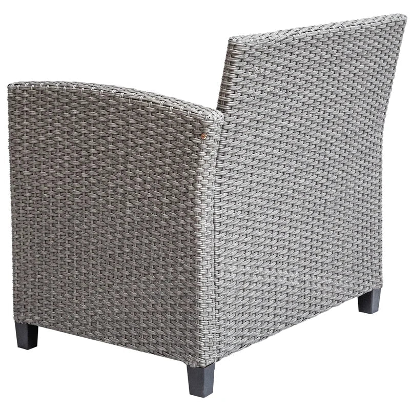 4Pcs Resin Wicker Patio Furniture Set with Round Table, Gray Cushions