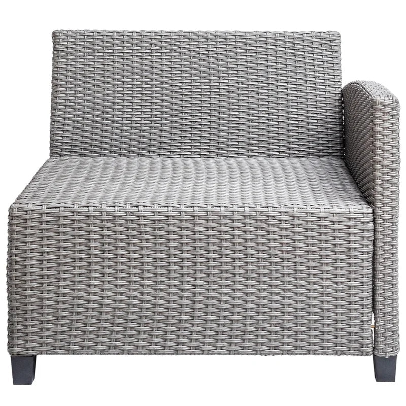 4Pcs Resin Wicker Patio Furniture Set with Round Table, Gray Cushions