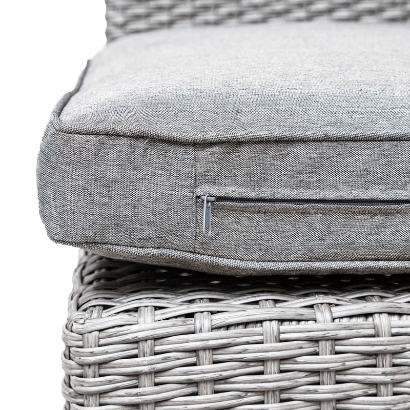 4Pcs Resin Wicker Patio Furniture Set with Round Table, Gray Cushions