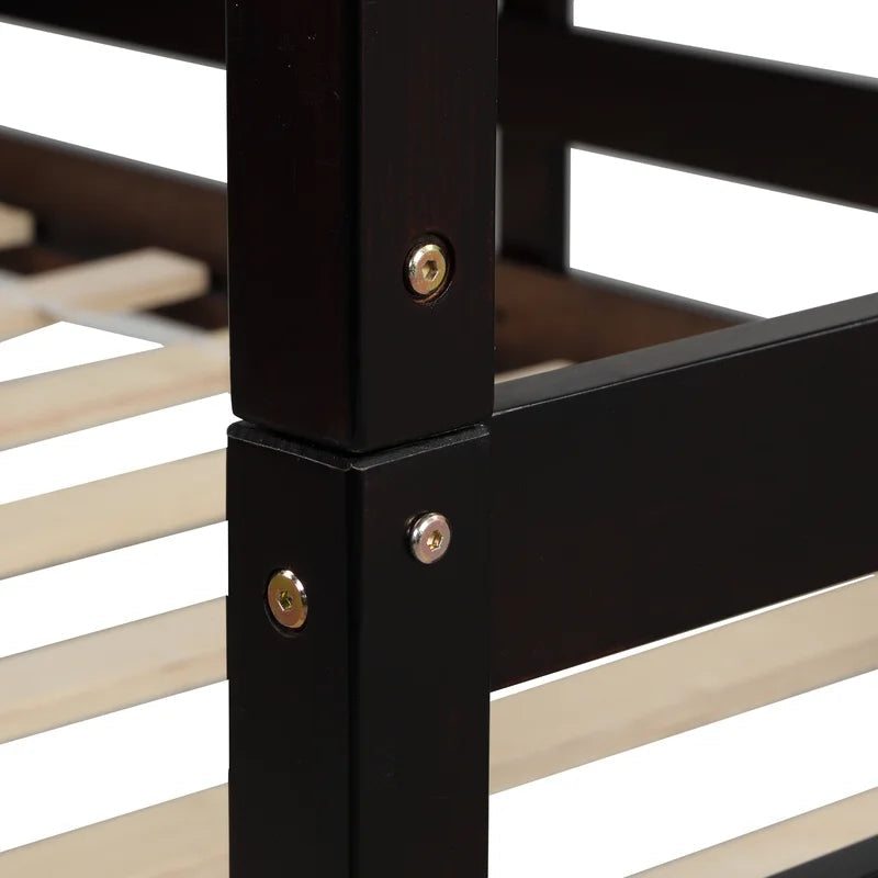 Detachable Twin Triple Bunk Bed with Ladders, Espresso