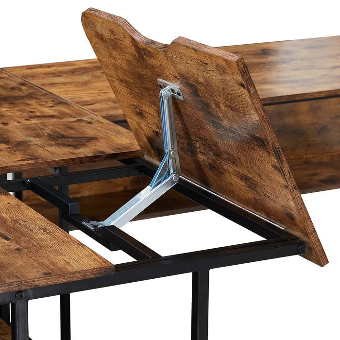 Home Office L-Shaped Desk Drafting Drawing Table With Tiltable Desktop, Tiger