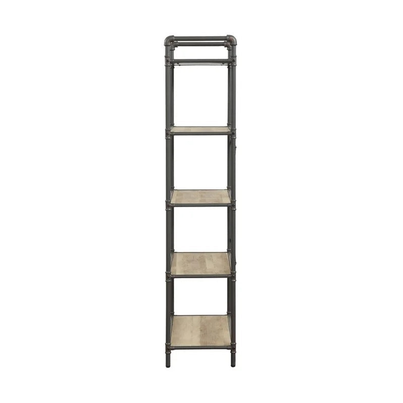 5-Shelves Bookshelf in Antique Oak & Sandy Gray
