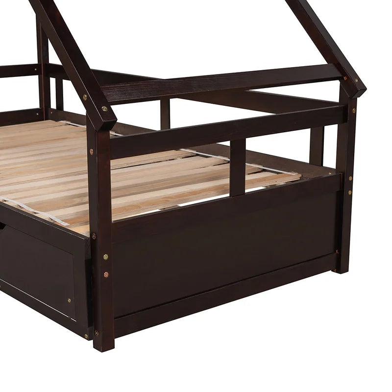 Twin Daybed Wooden House Bed, Espresso