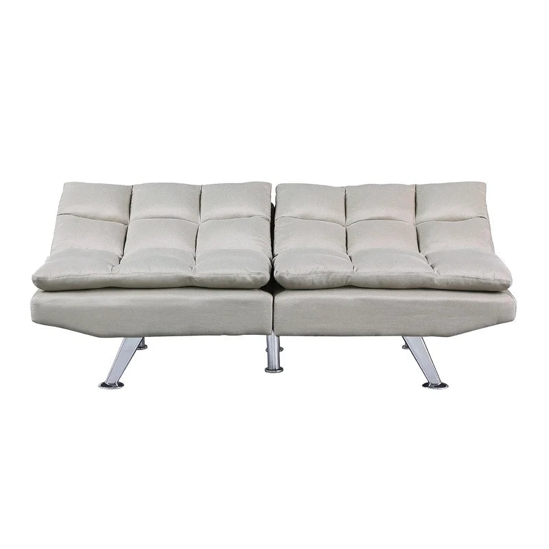 Convertible Loveseat Armless Sofa Bed, Beige