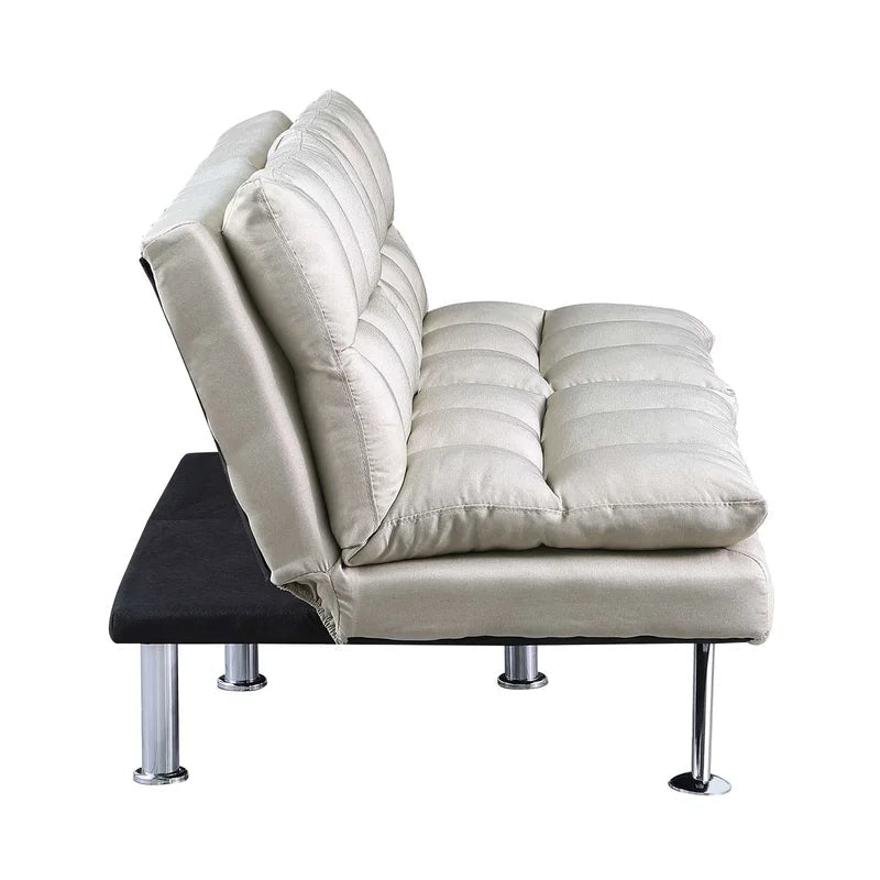 Convertible Loveseat Armless Sofa Bed, Beige