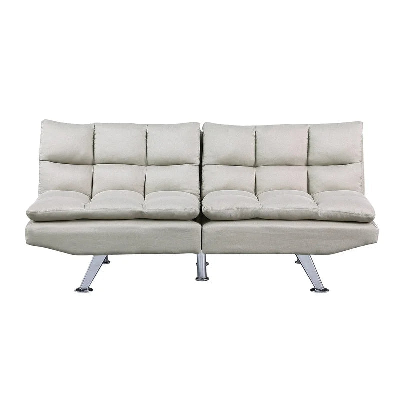 Convertible Loveseat Armless Sofa Bed, Beige