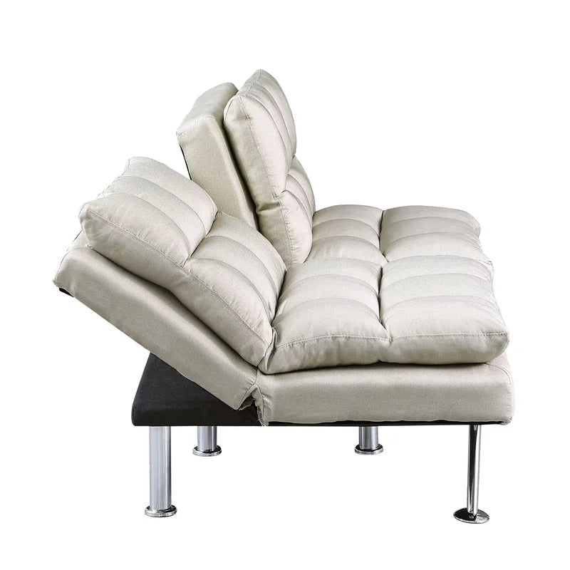 Convertible Loveseat Armless Sofa Bed, Beige