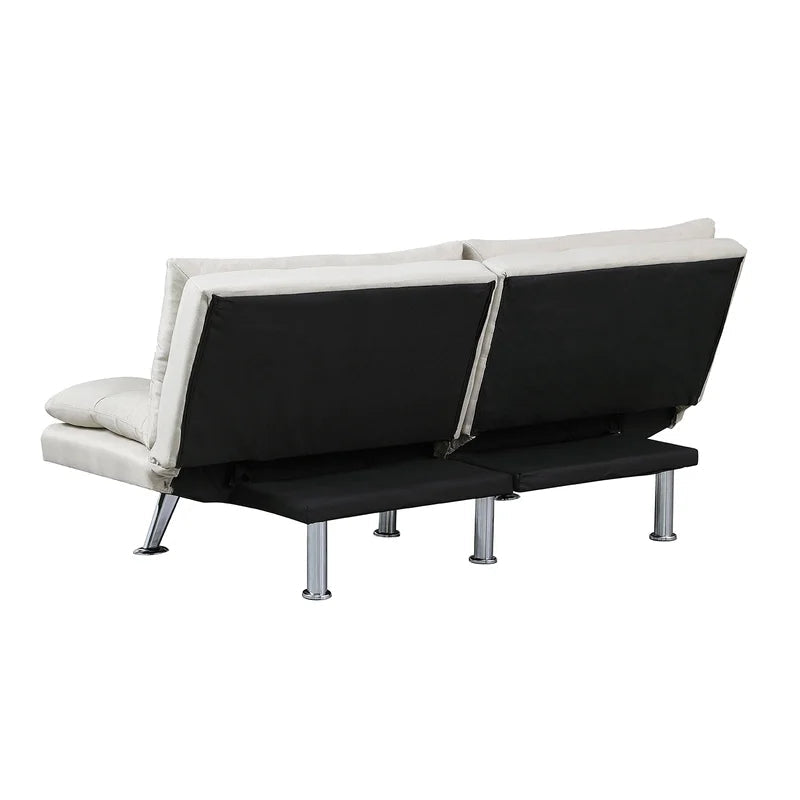 Convertible Loveseat Armless Sofa Bed, Beige