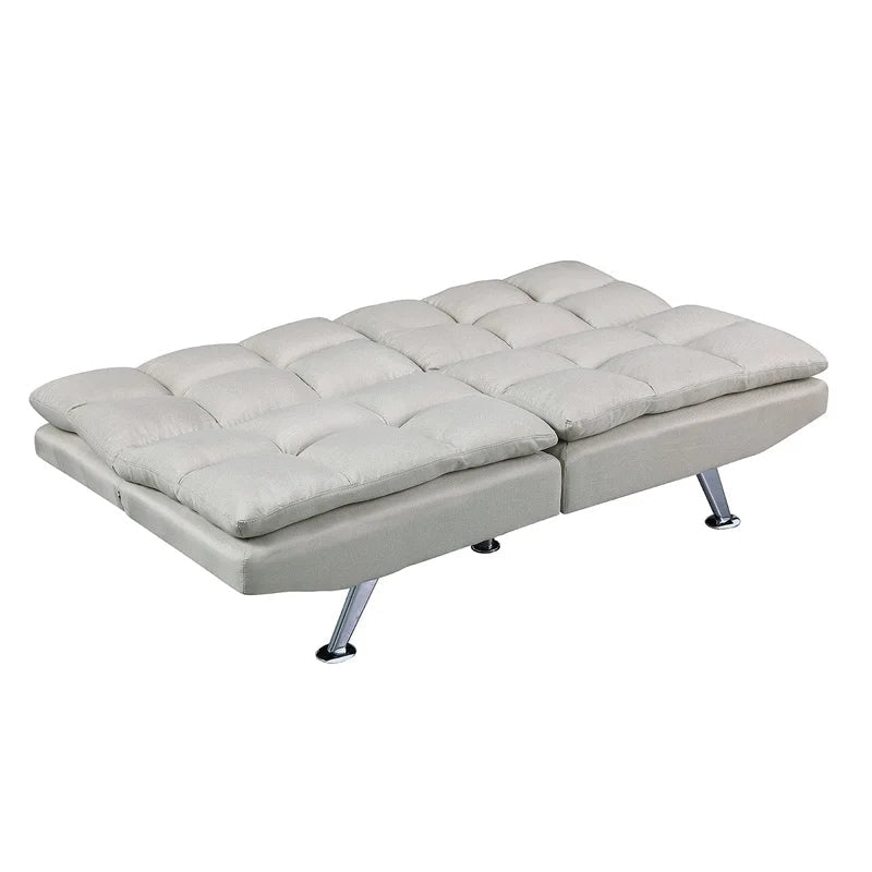 Convertible Loveseat Armless Sofa Bed, Beige