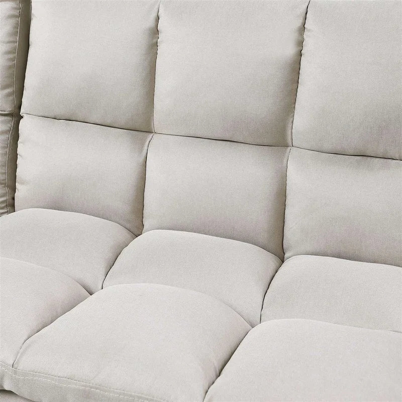 Convertible Loveseat Armless Sofa Bed, Beige