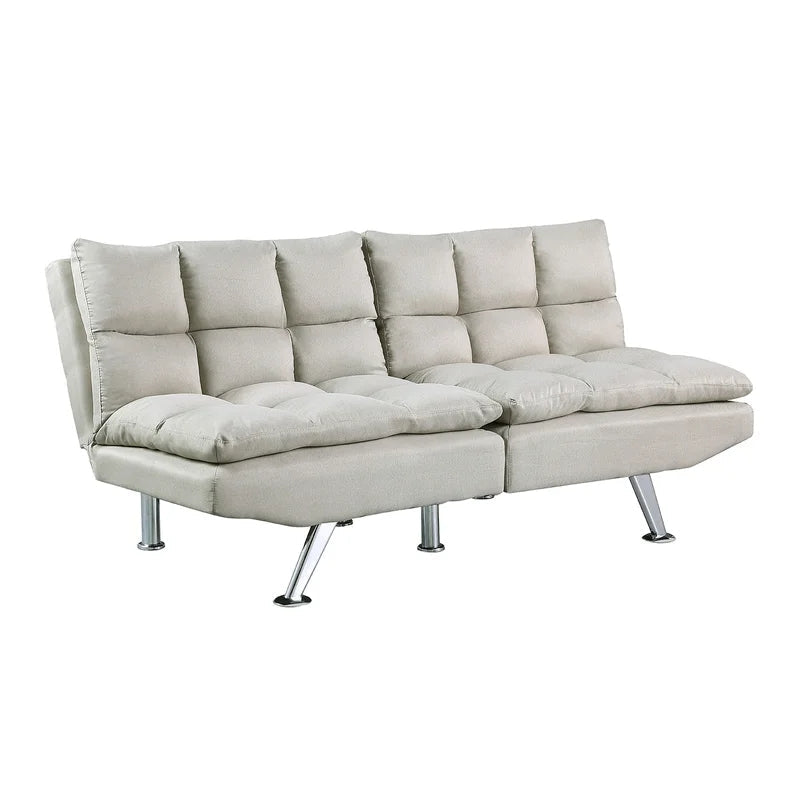 Convertible Loveseat Armless Sofa Bed, Beige