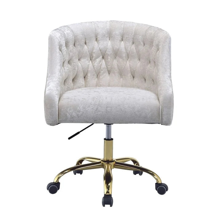 Vintage Cream Velvet Upholstered Office Chair