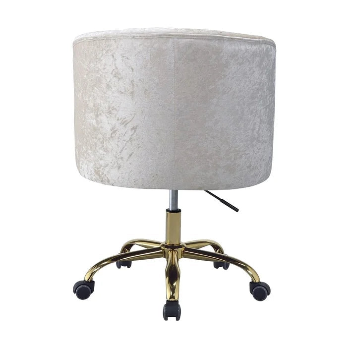 Vintage Cream Velvet Upholstered Office Chair