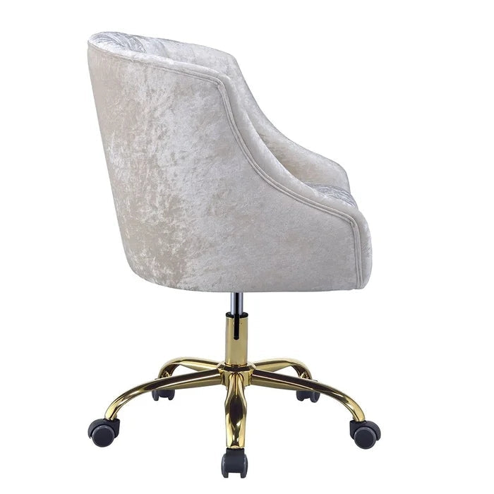 Vintage Cream Velvet Upholstered Office Chair