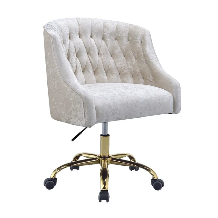 Vintage Cream Velvet Upholstered Office Chair