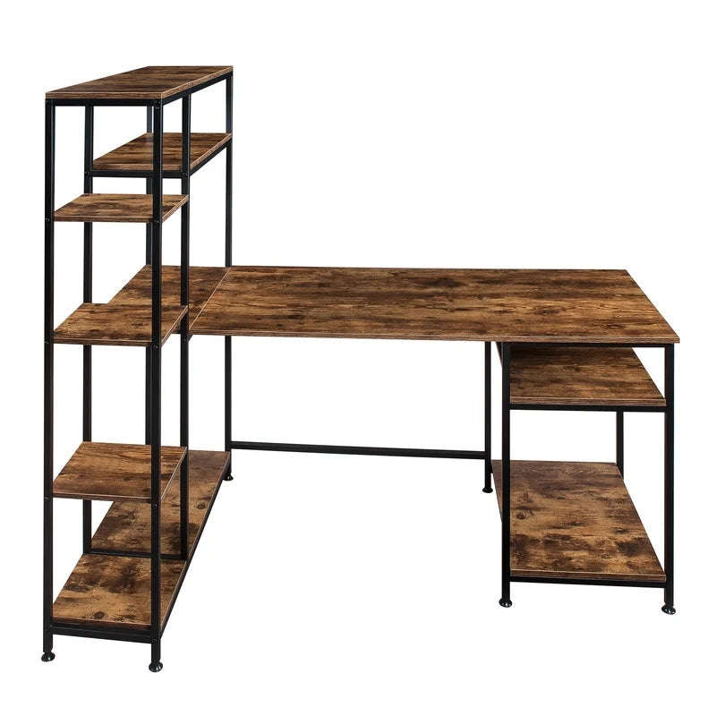 Office Desk With Multiple Storage Shelves, Tiger