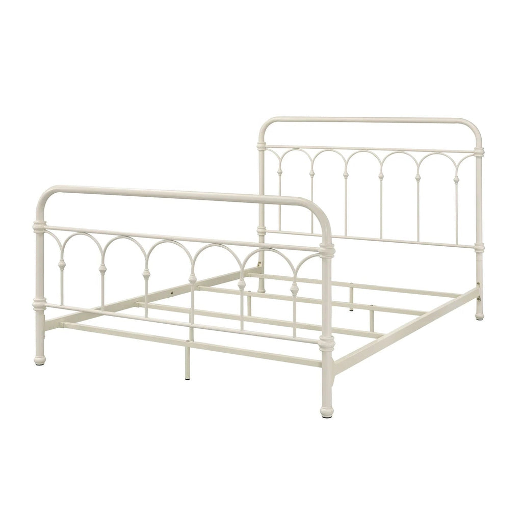 Metal Full Size Platform Bed, White Finish