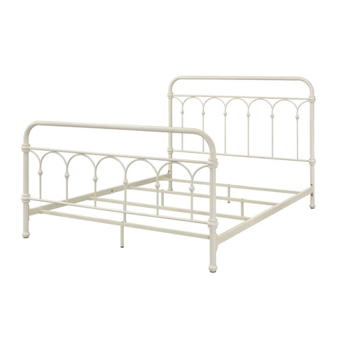 Metal Full Size Platform Bed, White Finish