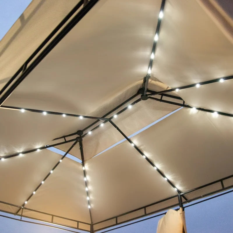 Outdoor Dome Gazebo Tent With Removable Curtains, Beige