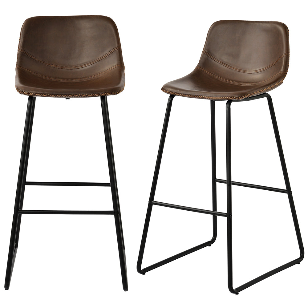 Vintage Leather Counter Height Bar Stools