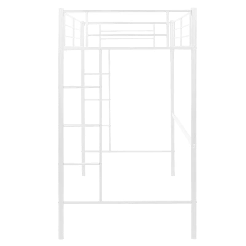 Twin Metal Pipe Loft Bed with Two-side Ladders, White