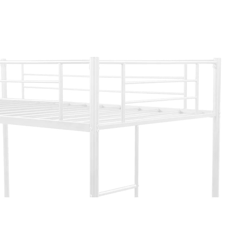 Twin Metal Pipe Loft Bed with Two-side Ladders, White