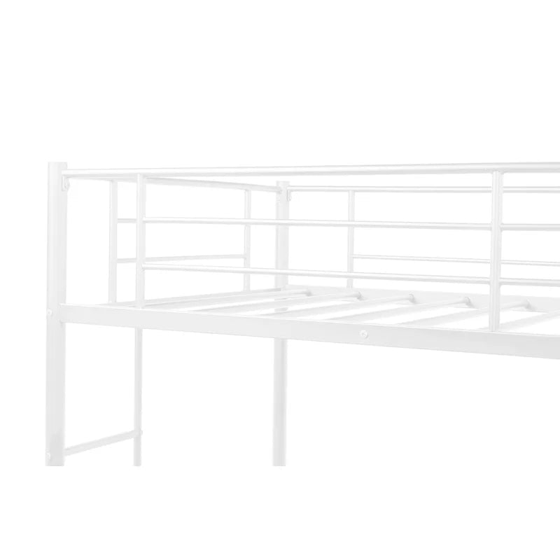 Twin Metal Pipe Loft Bed with Two-side Ladders, White