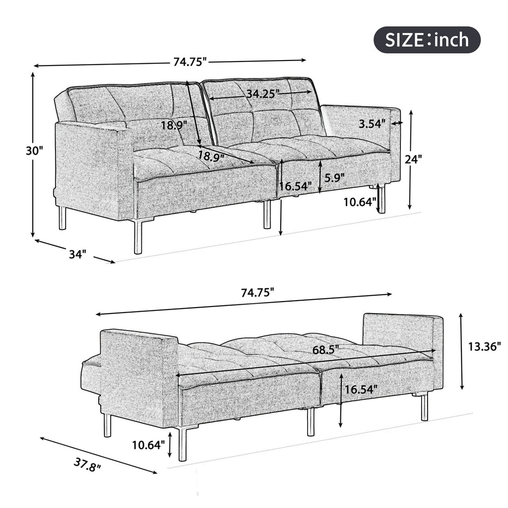 Folding Couch Convertible Sofa Futon