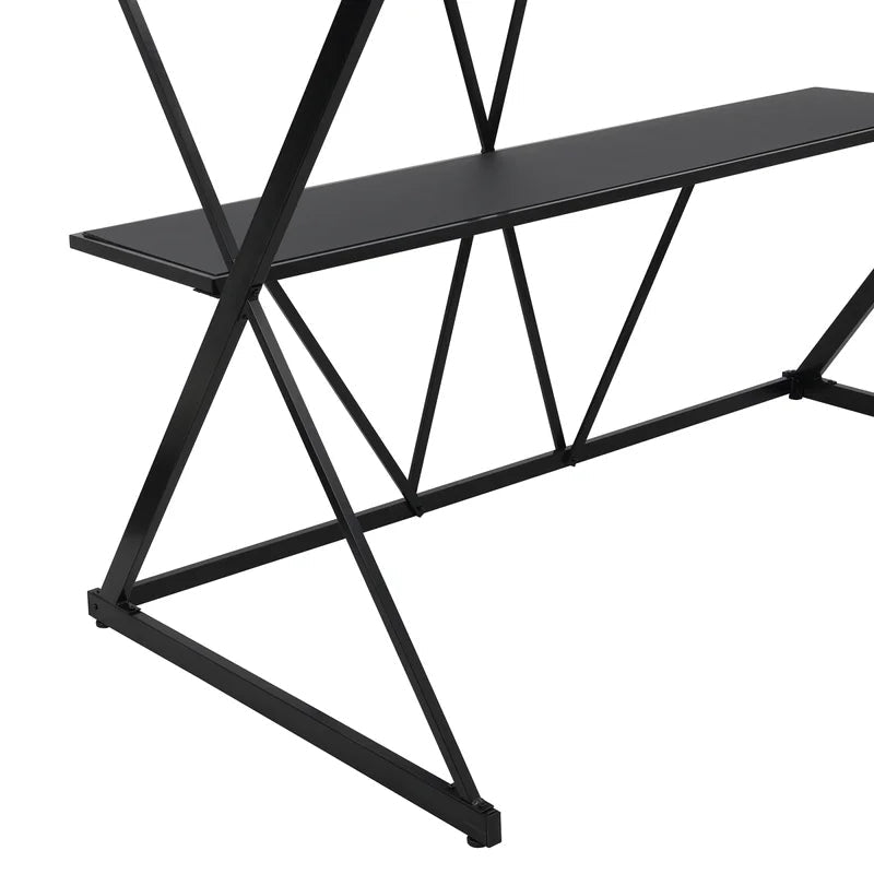 X-Shaped Twin Loft Bed with Built-in-Desk, Black