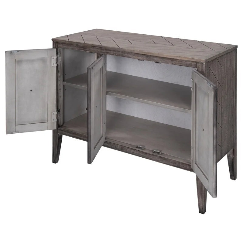 37 Inches Modern Wooden Storage Cabinet, Antique Gray