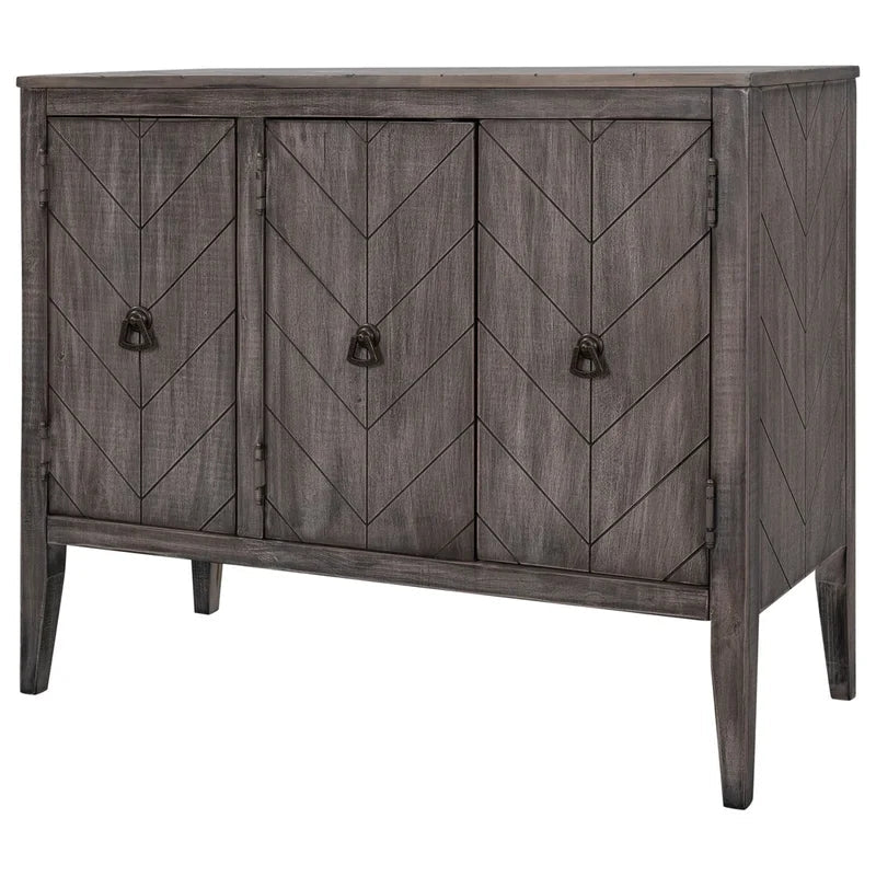 37 Inches Modern Wooden Storage Cabinet, Antique Gray