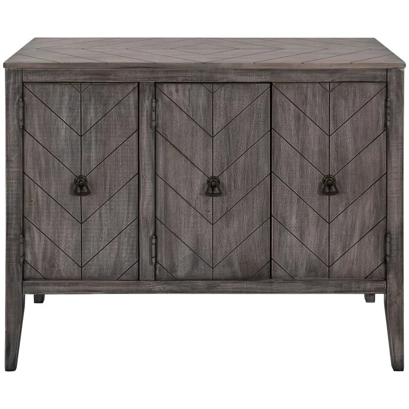 37 Inches Modern Wooden Storage Cabinet, Antique Gray