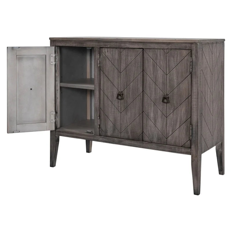 37 Inches Modern Wooden Storage Cabinet, Antique Gray