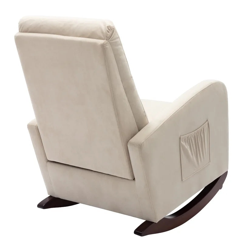 Tufted Velvet Armchair High Back Rocking Sofa Chair, White