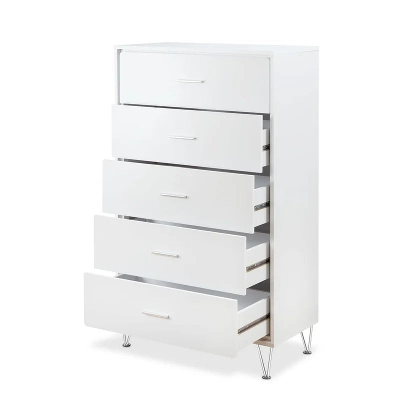 Contemporary Drawer Chest Clothes Cabinet, White