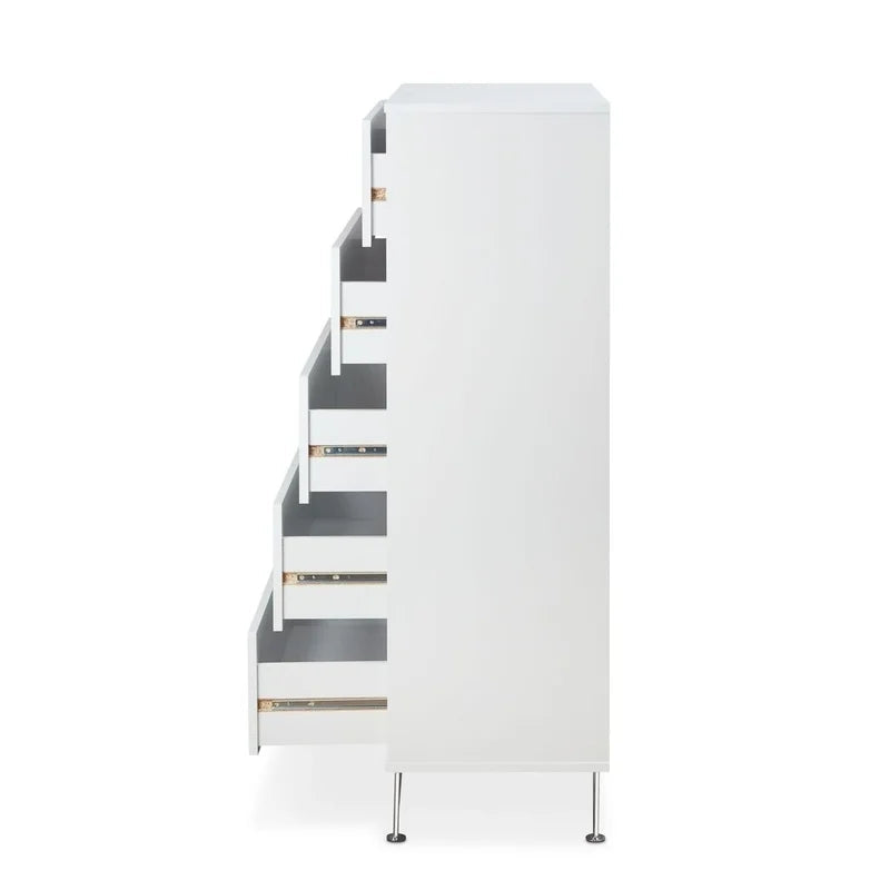 Contemporary Drawer Chest Clothes Cabinet, White