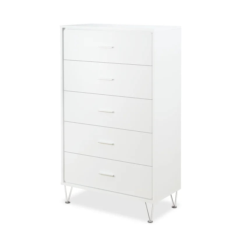 Contemporary Drawer Chest Clothes Cabinet, White