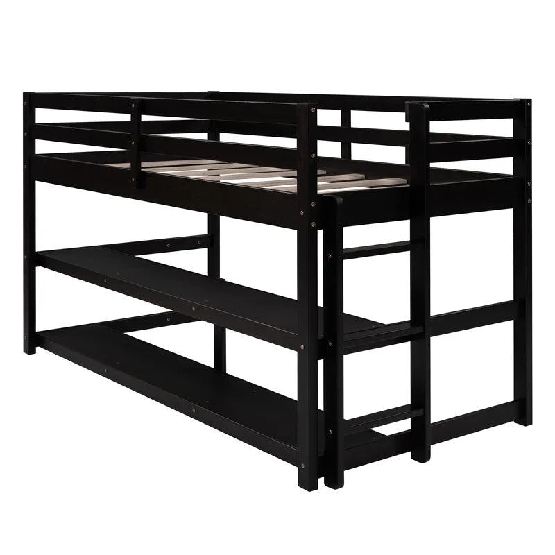 Twin size Loft Bunk Bed with Shelves, Espresso