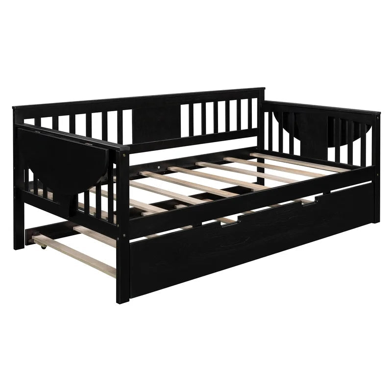 Twin Wooden Daybed Sofa Bed with Trundle, Espresso