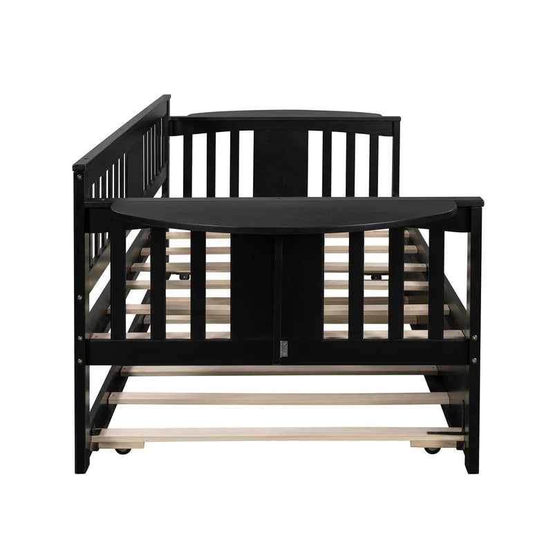 Twin Wooden Daybed Sofa Bed with Trundle, Espresso