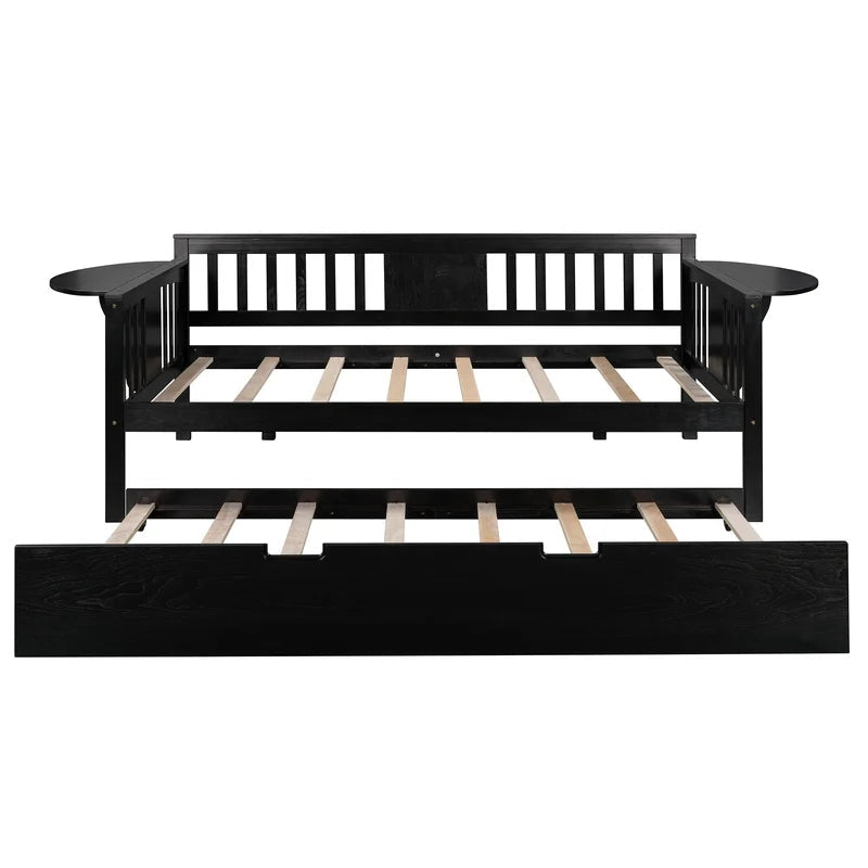 Twin Wooden Daybed Sofa Bed with Trundle, Espresso