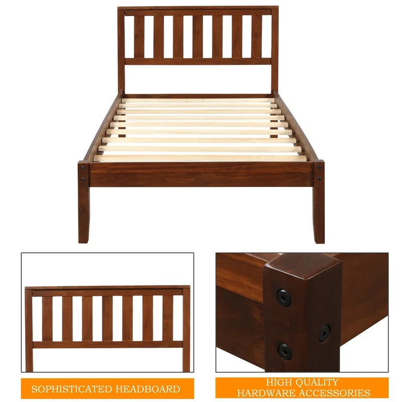 Twin Size Wood Platform Bed, Walnut