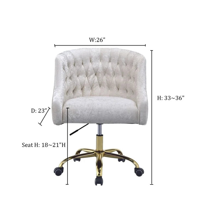 Vintage Cream Velvet Upholstered Office Chair