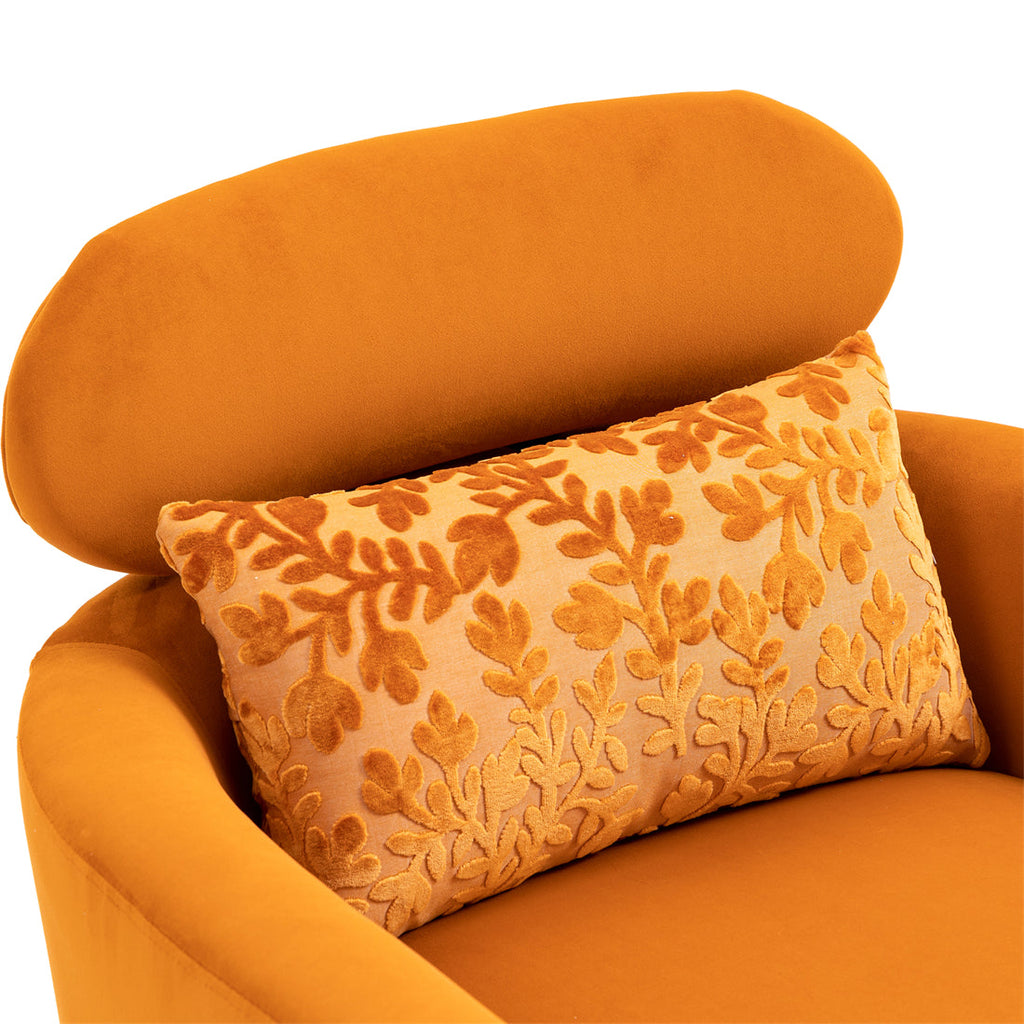 Leisure Upholstered Armchair Single Sofa Chair with Golden Feet, Orange