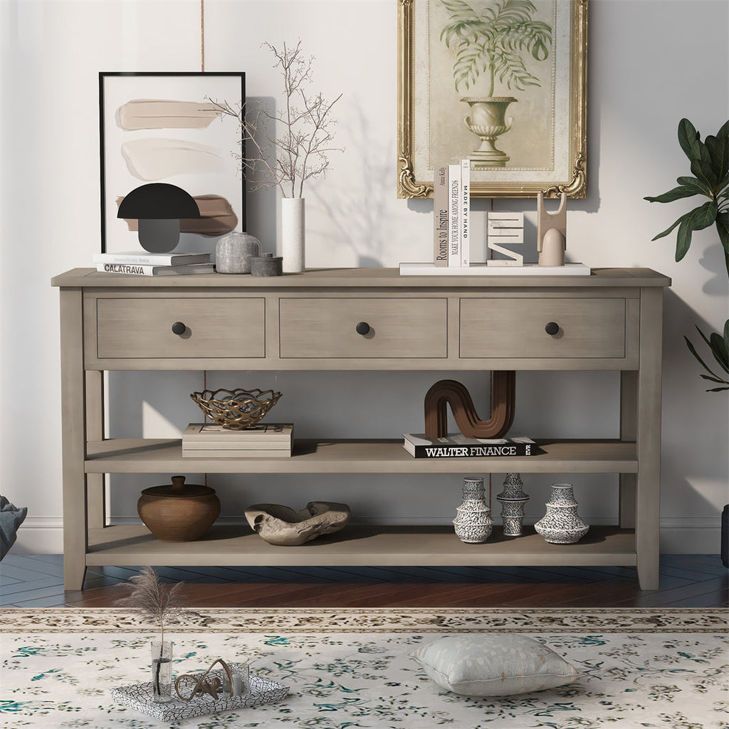 Console Table with Shelves and Drawers