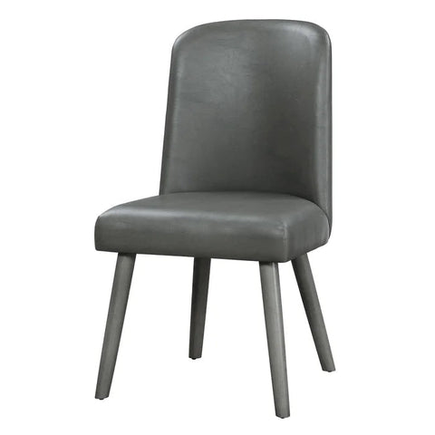 Dining Side Chair (Set-2), Gray PU & Gray Oak