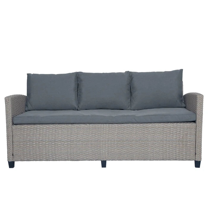 6-pcs Outdoor Rattan Wicker Set Patio Garden Backyard Sofa, Chair, Stools and Table